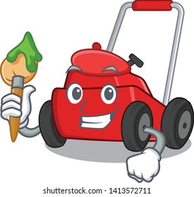 Artist lawnmower mascot