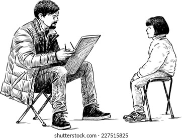artist makes a portrait