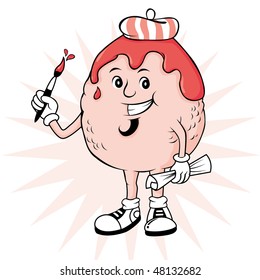 Artist Meatball Character Illustration