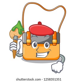 Artist messenger bag on a isolated mascot