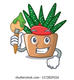 Artist mini zebra cactus on cartoon pot