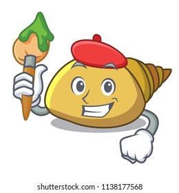 Artist mollusk shell character cartoon