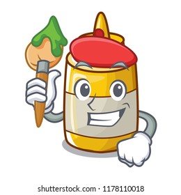 Artist mustard bottle container cartoon with no label