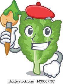 Artist mustrad green islated with the mascot