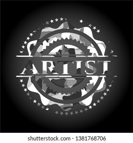 Artist on grey camo pattern