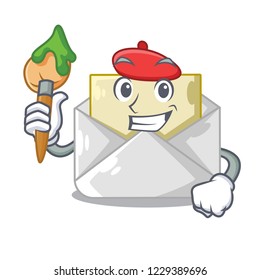 Artist opened and closed envelopes shaped cartoon