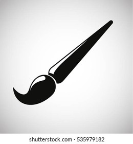 Artist Paint Brush Isolated Outline Vector Illustration