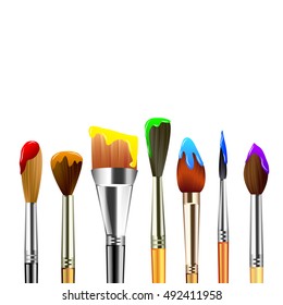 Artist paint brushes isolated on white background vector