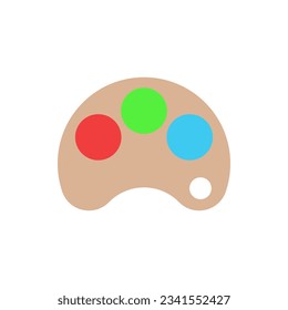 Artist paint palette with art paints set. Simple minimal vector on white background. 
