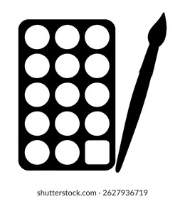 Artist Paint Palette with Circular Wells and Brush – Essential Tool for Mixing Watercolor or Acrylic Paints in Creative Artwork
