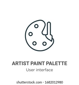 Artist Paint Palette Outline Vector Icon. Thin Line Black Artist Paint Palette Icon, Flat Vector Simple Element Illustration From Editable User Interface Concept Isolated Stroke On White Background