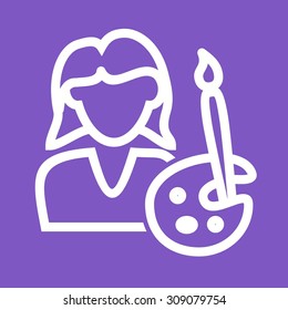 Artist, painter, female icon vector image. Can also be used for professionals. Suitable for web apps, mobile apps and print media.