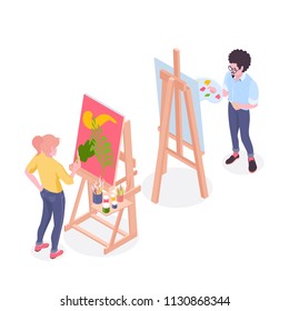 Artist Painter Isometric Composition 