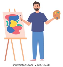 artist painter man illustration vector