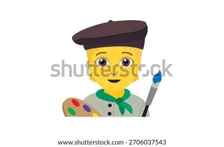 artist painter person non-binary emoji symbol sign icon vector illustration isolated flat art painting paint	