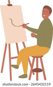 Artist Painting Illustration with Flat Design. Isolated Vector Character