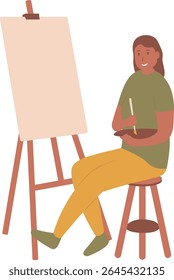 Artist Painting Illustration with Flat Design. Isolated Vector Character