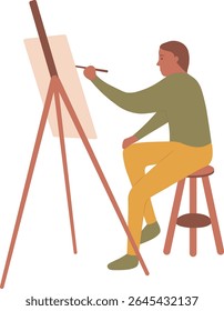 Artist Painting Illustration with Flat Design. Isolated Vector Character