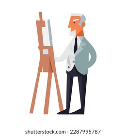 artist painting work art in tripod isolated