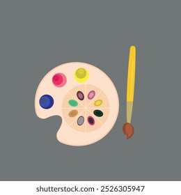 Artist palette with brush vector isolated icon.