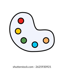 Artist Palette, Color, Paint, Creative Design Graphic Object. Art Painting Creativity Illustration. Flat Style Isolated Colorful