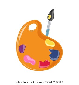 artist palette and paintbrush cartoon icon