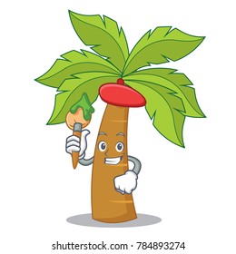 Artist palm tree character cartoon