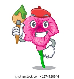 Artist petunia flowers on cartoon home page