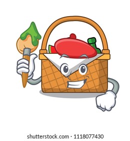 Artist picnic basket character cartoon