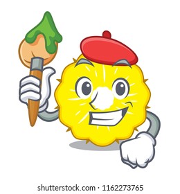 Artist pineapple slice character cartoon