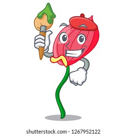 Artist pink anthurium flower in shape cartoon