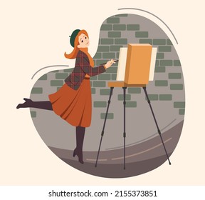 artist plein air vintage takes an easel sketchbook girl