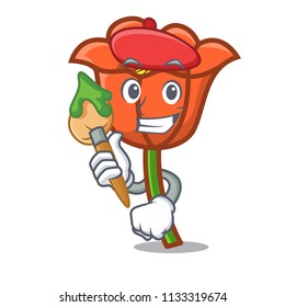 Artist poppy flower character cartoon