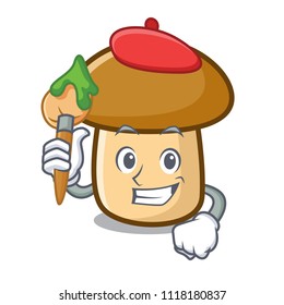 Artist porcini mushroom character cartoon