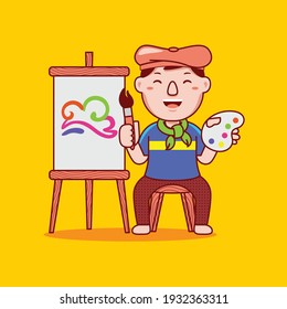 Artist profession with flat design style. Vector illustration.