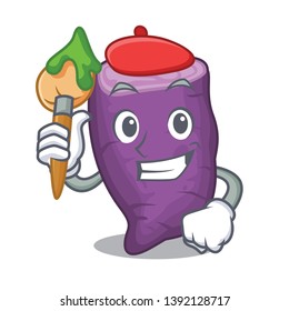 Artist purple sweet potato isolated with character