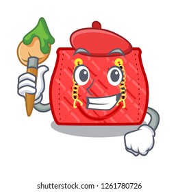 Artist quilted bag isolated on a mascot