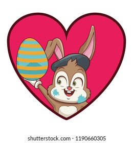 Artist rabbit with easter egg