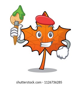 Artist red maple leaf character cartoon