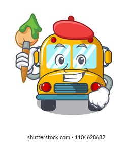 Artist school bus character cartoon