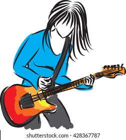 artist singer woman with guitar illustration