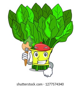 Artist spinach in a the cartoon basket