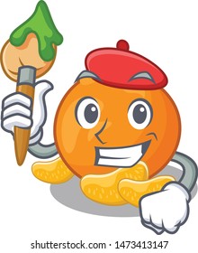 Artist tangerine fruit slices on character plate