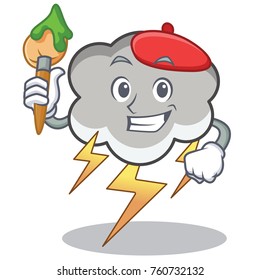 Artist thunder cloud character cartoon