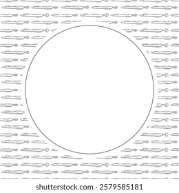 artist tool frame. doodle art supplies circle frame. hand drawn artist kit frame background. art material background