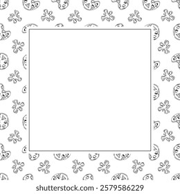 artist tool frame. doodle art supplies square frame. hand drawn artist kit frame background. art material background