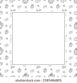 artist tool frame. doodle art supplies square frame. hand drawn artist kit background