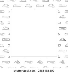 artist tool frame. doodle art supplies square frame. hand drawn artist kit background