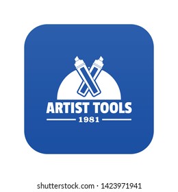 Artist tool icon blue vector isolated on white background