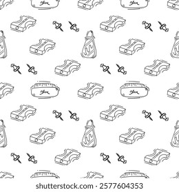 artist tool pattern. art supplies seamless pattern. doodle artist kit seamless pattern. doodle art material background